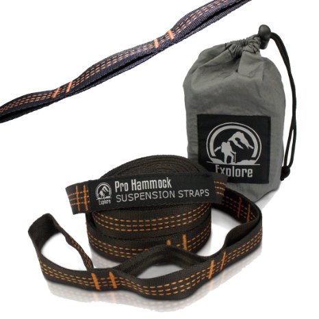 Insane Sale - XL Hammock Tree Straps (Set of 2). Extra Long, Heavy Duty, Ultralight, No Stretch Best Portable Camping Suspension System By Explore Outfitters