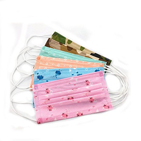 Flyusa 10 Pcs Colorful Print Disposable Earloop Non Woven Face Mask Surgical Dust Filter Mouth Cover