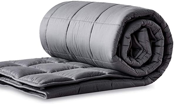 LIANLAM Weighted Blanket (20 lbs, 48"x72", Dark Grey), Cooling Weighted Blanket for Adults, 100% Natural Cotton Material with Premium Glass Beads