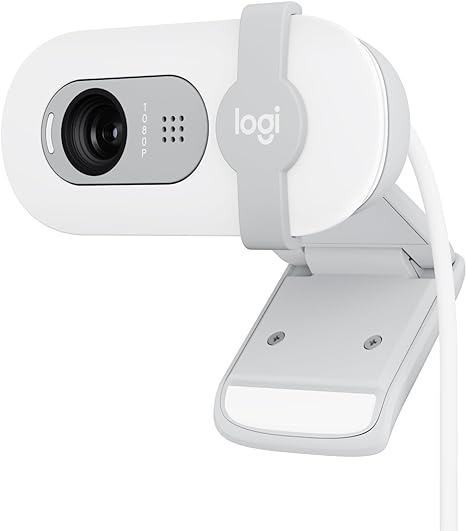 Logitech Brio 100 Full HD Webcam for Meetings and Streaming, Auto-Light Balance, Built-In Mic, Privacy Shutter, USB-A, for Microsoft Teams, Google Meet, Zoom and More - White