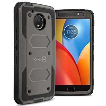 Moto E4 Plus Case (USA Version Only), CoverON Tank Series Full Body Front and Back Heavy Duty Hard Protective Phone Cover - Gray