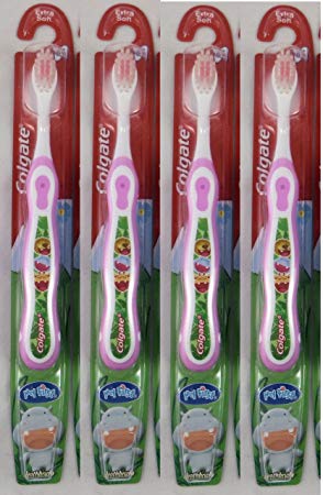 Colgate My First Toothbrush, Ages 0-2, Extra Soft 7, (Pack of 4) Color Pink