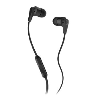 Skullcandy Supreme Sound Earphones Ink'd 2.0 (Flat Cord w/ Mic) Earbud Headphones - Hassle free Packaging (Black)