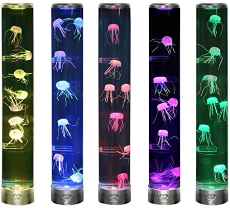 Lightahead LED Fantasy Jellyfish Lamp with 5 Vibrant Color Changing Light Effects. The Ultimate Large Sensory Synthetic Jelly Fish Tank Aquarium Mood Lamp. Ideal Gift (Extra Large), Black (WD1802J7-V)