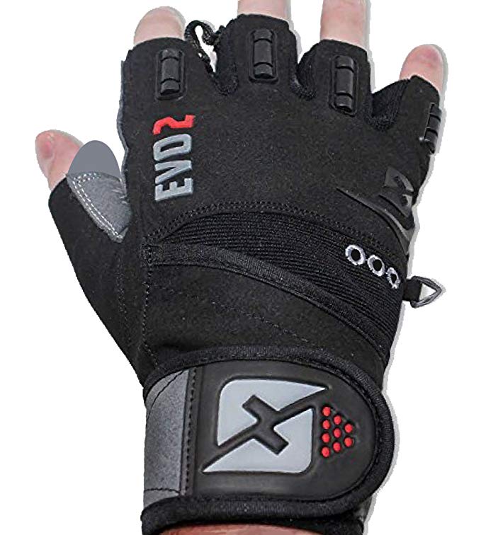 2018 Evo 2 Weightlifting Gloves with Integrated Wrist Wrap Support-Double Stitching for Extra Durability-Get Ripped with the Best Body Building Fitness Crossfit and Exercise Accessories