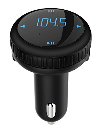 Wireless In-Car Bluetooth FM Transmitter & Car Charger,Radio Adapter Hands-Free Car Kit, Car MP3 Player with Dual USB Port Supports SD Card - Black