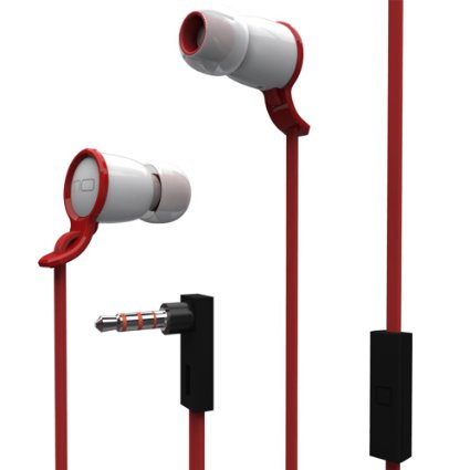 Visenta MO Q Premium Stereo In-ear Headphone Noise-isolating EarbudHeadset High Stereo Performance Earphones with Mic and Flat Cable RedWhite