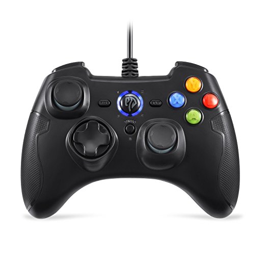 EasySMX Wired Game Controller Joystick with Dual-Vibration TURBO and TRIGGER Buttons for Windows/ Android/ PS3/ TV Box (Black)