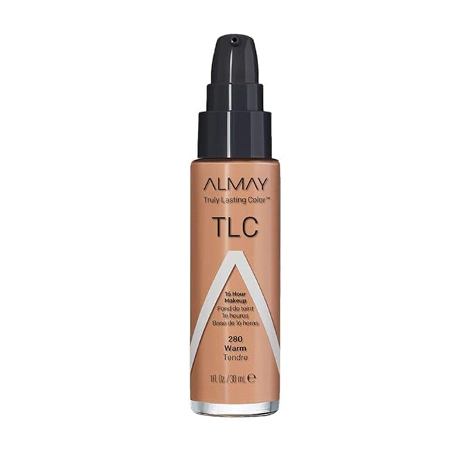 Almay Truly Lasting Color Liquid Makeup, Long Wearing Natural Finish Foundation with Vitamin E and Lemon Extract, Hypoallergenic, Cruelty Free, -Fragrance Free, Dermatologist Tested, 280 Warm, 1 oz