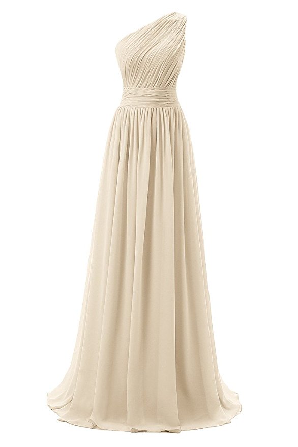 Dressever Women's Long One Shouoder Bridesmaid Asymmetric Prom Evening Dress