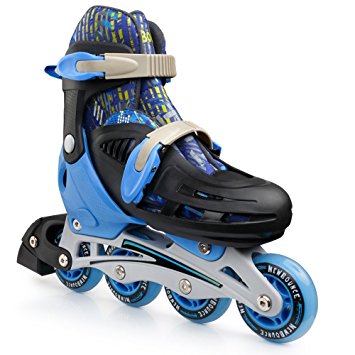 Premium Roller Skate by New Bounce, 4 Wheel Inline Rollerblades for Kids| Outdoor Skating for Beginners & Advanced | Pink Or Blue