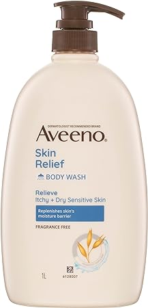 Aveeno Skin Relief Gentle Fragrance Free Body Wash Relieve Extra Dry Itchy Sensitive Skin PH-Balanced Cleanser 1L