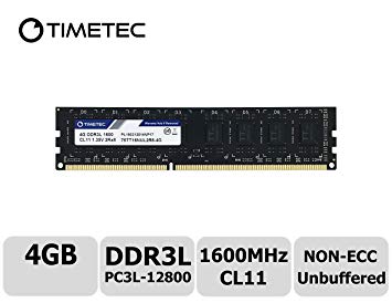 Timetec Hynix IC 4GB DDR3L 1600MHz PC3L-12800 Non ECC Unbuffered 1.35V/1.5V CL11 2Rx8 Dual Rank 240 Pin UDIMM Desktop PC Computer Memory Ram Module Upgrade (Low Density 4GB)