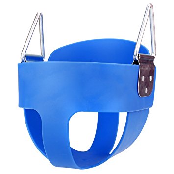 Ancheer Toddler Swing Seat High Back Full Bucket Swing Seat without Coated Chain (Blue)