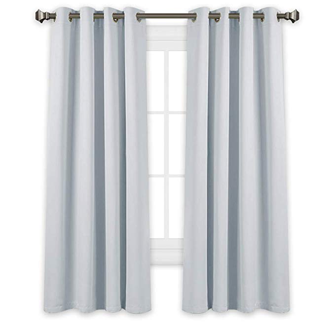 PONY DANCE White Curtain Panels - Eyelet Top Blackout Curtains Window Drapes Premium Solid Light Blocking & Thermal Insulated for Nursery Bedroom, 1 Pair, Width 46 by Depth 72 in, Greyish-white