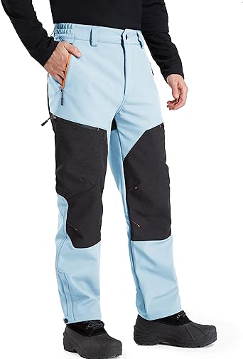 FREE SOLDIER Waterproof Mens Ski Pants Hiking Outdoor Snowboard Snow Pants with Bottom Leg Zipper