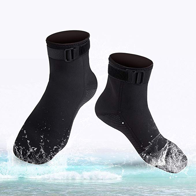 ReHaffe Neoprene Diving Socks, 3mm Wetsuit Booties Keep Warm Anti Slip and Scratch Flexible Scuba Socks Unisex for Men Women Younth Snorkling Swimming and Beach Sports