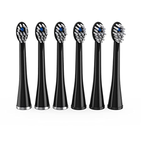 Waterpik Compact Size Replacement Brush Heads with Covers for Sonic-Fusion Flossing Toothbrush SFRB-2EB, 6 Count Black