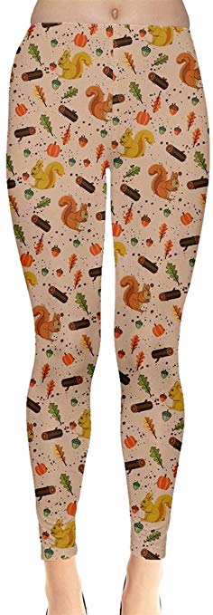 CowCow Womens Stretchy Tights Brown Fallen Autumn Warm Maple Leaves Leggings, XS-5XL