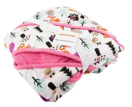 Universal Baby Stroller Blanket by Muzitao - Fits in Shoulder Straps & Buckles, Baby Stays Wrapped In-and-Out of the Stroller (Pink)