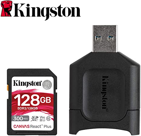 Kingston 128G SDXC Canvas React Plus 300MB/s Read UHS-II, C10, U3, V90 Memory Card (MLPR2/128GB)