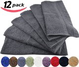 Utopia Luxury 100 Cotton Washcloths Easy Care Ringspun Cotton for Maximum Softness and Absorbency 12-Pack - Gray 13 x 13