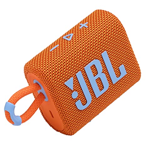 JBL Go 3, Wireless Ultra Portable Bluetooth Speaker, Pro Sound, Vibrant Colors with Rugged Fabric Design, Waterproof, Type C (Without Mic, Orange)