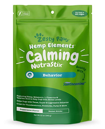 Calming Dental Sticks for Dogs - Stress & Anxiety Relief with Hemp, Melatonin & Chamomile - Dog Tartar Teeth Cleaning & Breath Freshener - Calm Composure for Fireworks, Thunderstorms & Barking