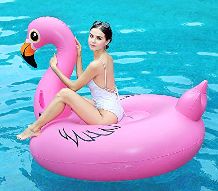 Giant Flamingo Inflatable Float 67 in, GlobalTronics Lilo Inflatable Unicorn Pool Toy Summer Beach Swim Ring Party Raft Floatie Lounger for Fun Kids Adults
