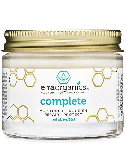 Era Organics Natural Face Moisturizer Cream - Advanced 10-In-1 Non Greasy Daily Facial Cream with Aloe Vera, Manuka Honey, Coconut Oil, Cocoa Butter and More For Oily, Dry, Sensitive Skin (2oz)