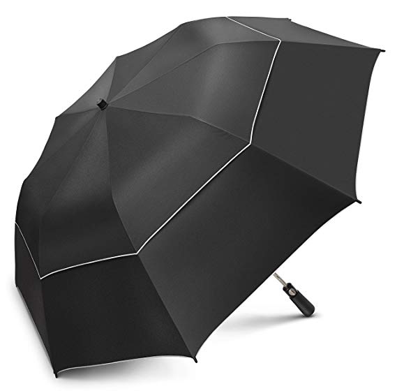 EEZ-Y 58 Inch Portable Golf Umbrella Large Windproof Double Canopy - Automatic Open Strong Oversized Rain Umbrellas