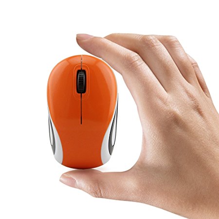 Mini Small Wireless Mouse For Kids 3-7 Years Old Optical Mice with USB Receiver,DPI 1600,3 Buttons Orange (For Children)