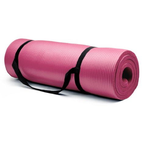 Crown Sporting Goods 3/4-Inch Extra Thick Yoga Mat with No Stick Ridge