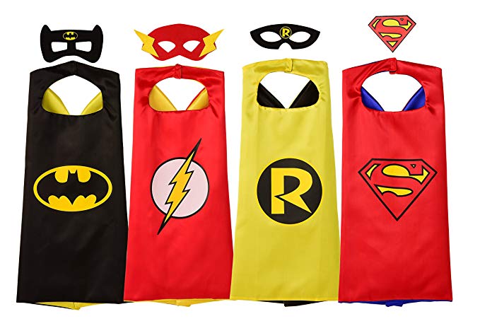 Rubie's Super Hero Cape Set Officially licensed DC Comics Assortment  4 Capes, 3 Masks, and 1 Chest Piece, One Size (Amazon Exclusive)