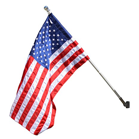 Valley Forge Flag 2.5 x 4 Foot Nylon US American Flag Kit with 5-Foot Aluminum Spinning Pole and Bracket