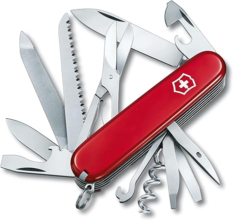 Victorinox Ranger Swiss Army Knife, Medium, Multi Tool, Camping Knife, 21 Functions, Blade, Scissors, Red, Brown