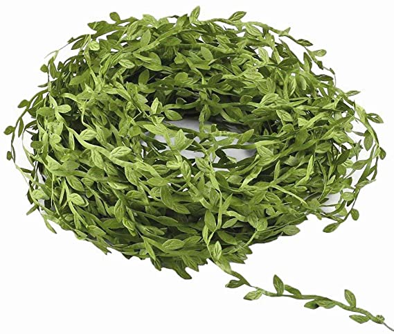 MMkiss 262 Ft Artificial Vines,Artificial Eucalyptus Leaf Garland Fake Hanging Plants Leaves DIY Wreath Foliage Green Leaves Ribbon Decorative Wreath Accessory Wedding Wall Crafts Party Décor