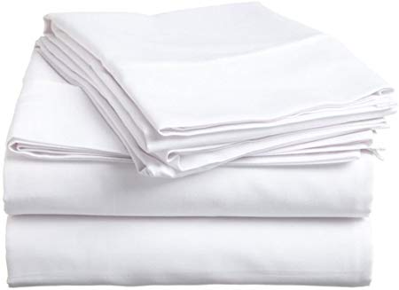 Way Fair King, White Solid 100% Egyptian Cotton 4-Piece Bed Sheet Set 400 TC Comes with 15 inches deep Pocket Fitted Sheet Soft, Luxury Sheets