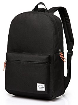Vaschy School Backpack Unisex Classic Lightweight Tear Resistant Rucksack Travel Backpack Fits 15-Inch Laptop Black