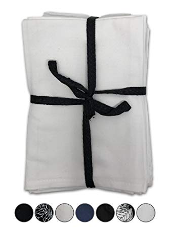 MoLi Products 100% Egyptian Cotton Cloth Dinner Napkins 12 Pack Lunch Linen – Decorative Reusable Fabric Table Linens Servilletas de Tela Restaurant Wedding Luncheon Napkin (White)