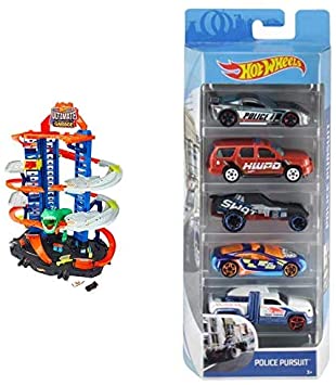 Hot Wheels City Ultimate Garage, Chomping T-Rex Hot Wheels 01806 Diecast and Mini Toy Cars (Assorted Models), Pack of 5 Hot Wheels GCF92 Launcher Case Storage for 6 1:64 Scale Toy Cars Ages 5 to 10