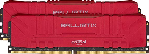 Crucial Ballistix BL2K16G36C16U4R 3600 MHz, DDR4, DRAM, Desktop Gaming Memory Kit, 32GB (16GB x2), CL16, Red