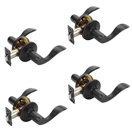 Dynasty Hardware HER-82-12P Heritage Lever Passage Set, Aged Oil Rubbed Bronze, Contractor Pack (4 Pack)