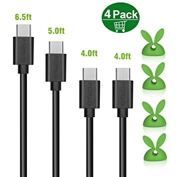 USB Type C Cable, URANT USB Charger Date Cable (4 Pack: 4ft x 2, 5ft x 1, 6.5ft x 1) Type A to Type C Charging Cord for MacBook, ChromeBook Pixel, Nexus 5X, 6P, Nokia N1 Tablet, OnePlus 2 Asus Zen AiO