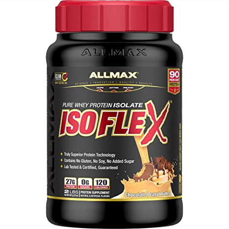 ALLMAX Nutrition - ISOFLEX - 100% Ultra-Pure Whey Protein Isolate - Chocolate Peanut Butter - 2 Pound
