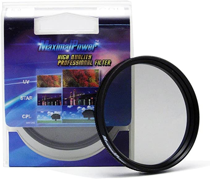 MaximalPower Replacement 52mm Circular Polarizer Lens Filter & Cover For Canon and Nikon DSLR Cameras