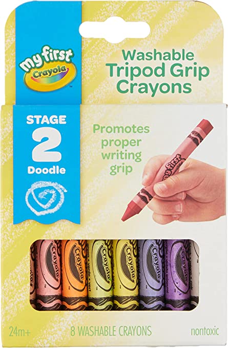 Crayola My First Washable Toddler Crayons, Tripod Grip, Gift, 8 Count