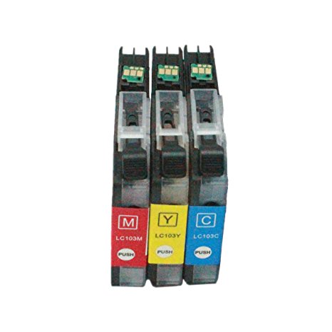 LC103 Color Ink Cartridges LC103 3pks (1-Magenta,1-Cyan,1-Yellow), by InkToner