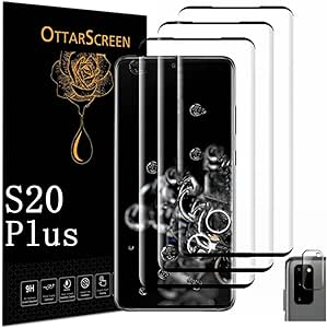 Galaxy S20 Plus Screen Protector, 3 Pack Tempered Glass Screen Protector【3 1 Pack 】1 Pack Camera Lens Protector, 3D Glass 9H Hardness Tempered Glass Screen Protector for Samsung Galaxy