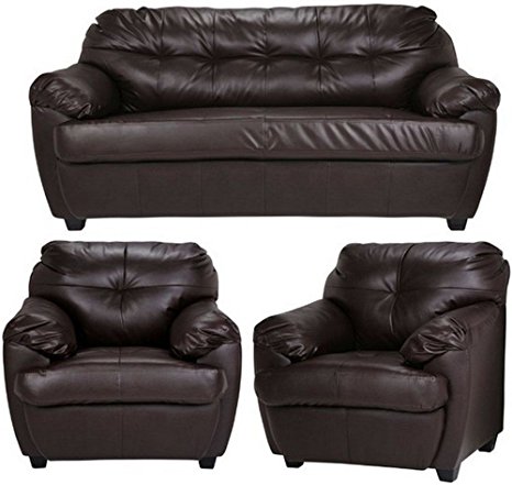 FabHomeDecor Rosabelle Five Seater Sofa Set 3-1-1 (Brown)